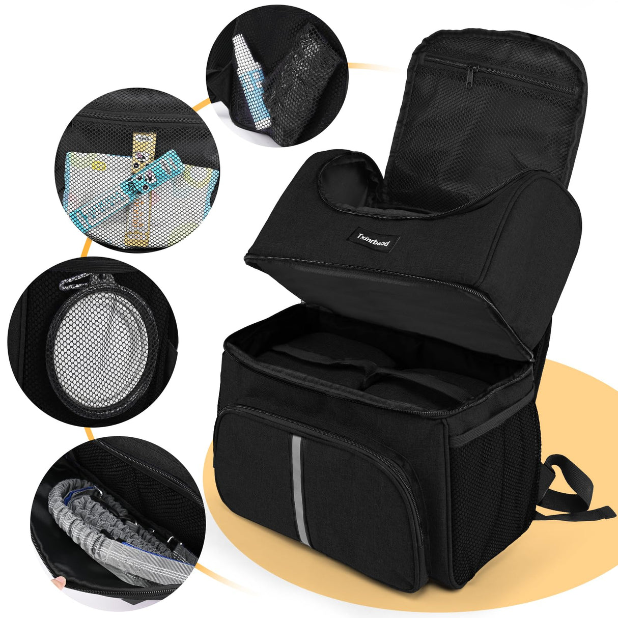 Txinrbaod Dog Travel Bag for Supplies with Food Container Bag Dog Travel Backpack for Hiking Overnight Camping Trip Black