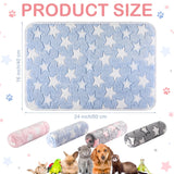 Reginary 4 Pcs Waterproof Guinea Pig Blankets Washable Small Animal Fleece Bedding Guinea Pig Cage Liners Reusable Training Pads Pet Pee Pad Sleep Mat for Hamster(Cute Star Pattern,24 x 16 Inch)