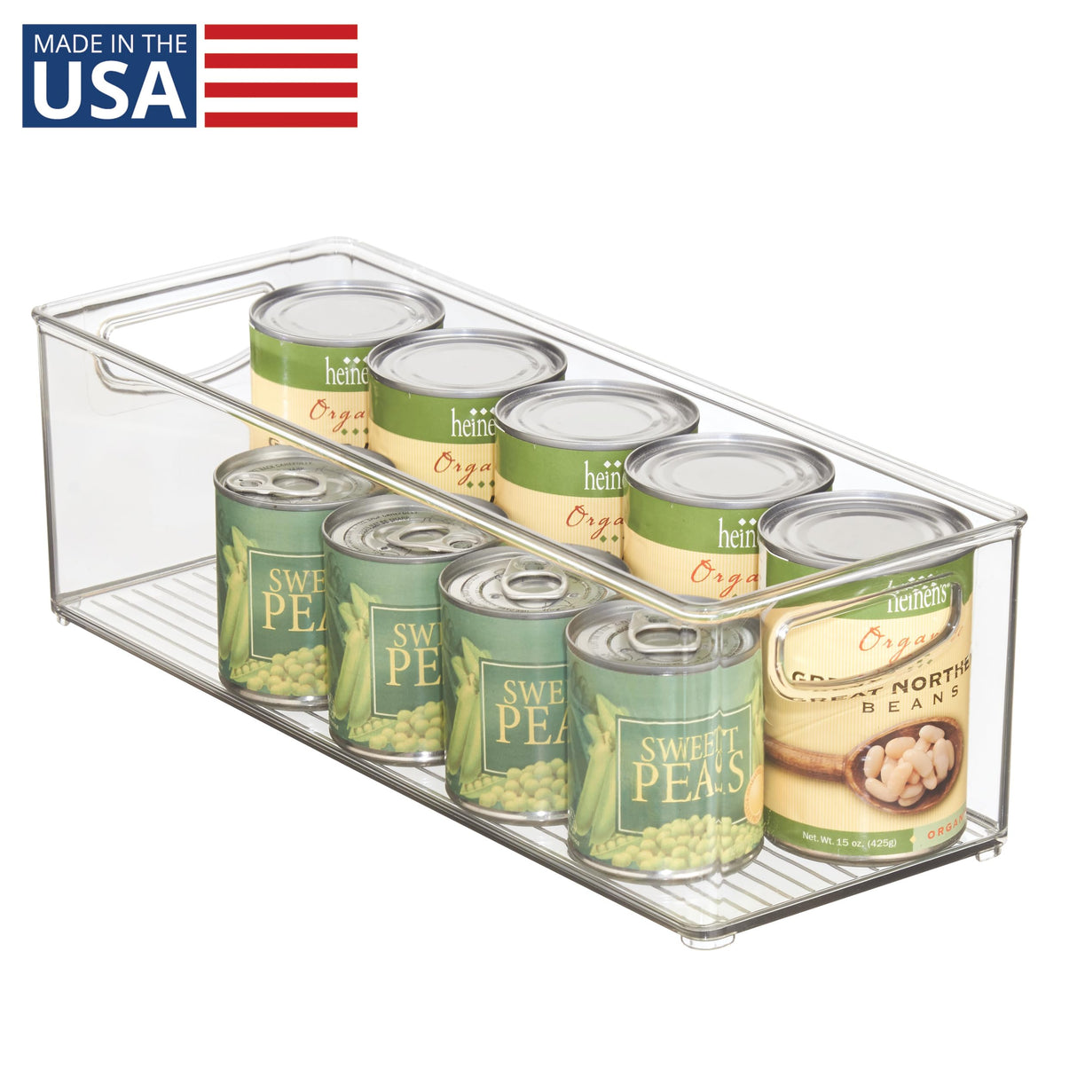 Plastic Stackable Pantry Bin with Handles, Clear