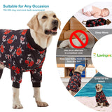 LovinPet Pet Pajamas for Large Dogs - Floral Navy and Coral Print Dog Jammies, Lightweight Stretchy Knit Big Dog Pullover, Large Dog Onesie, Pet PJ's/XXL