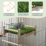 AceOrbit Bird Foraging Bed with Grass Mat 9.06 x 7.87 x 3.94 Inch Parrot Foraging Toy Hammock Bed Wood Frame Easy Install with Hardware Kit for Small Birds Cage Enrichment