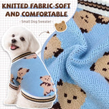 XGDMEIL Small Dog Sweaters Cute Bear Knitted Dog Cardigans Clothes for Small Medium Dogs Soft Pet Puppy Cat Knitting Outfits Fall Winter Warm Boy Girl Dogs Knitwear Coat Apparel（Blue,X-Large）