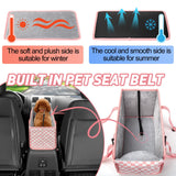 Portable Dog Car Seat for Small Dogs - Pet Booster Seat with Safety Leash & Anti-Collapse Design, Washable Cushion - Center Console Car Travel Carrier for Pets Up to 12 lbs, Pink Checkered