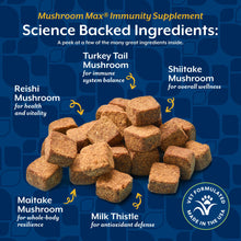 Load image into Gallery viewer, NaturVet Mushroom Max Advanced Immune Support Dog Supplement – Helps Strengthen Immunity, Overall Health for Dogs – Includes Shitake Mushrooms, Reishi, Turkey Tail – 120 Ct.
