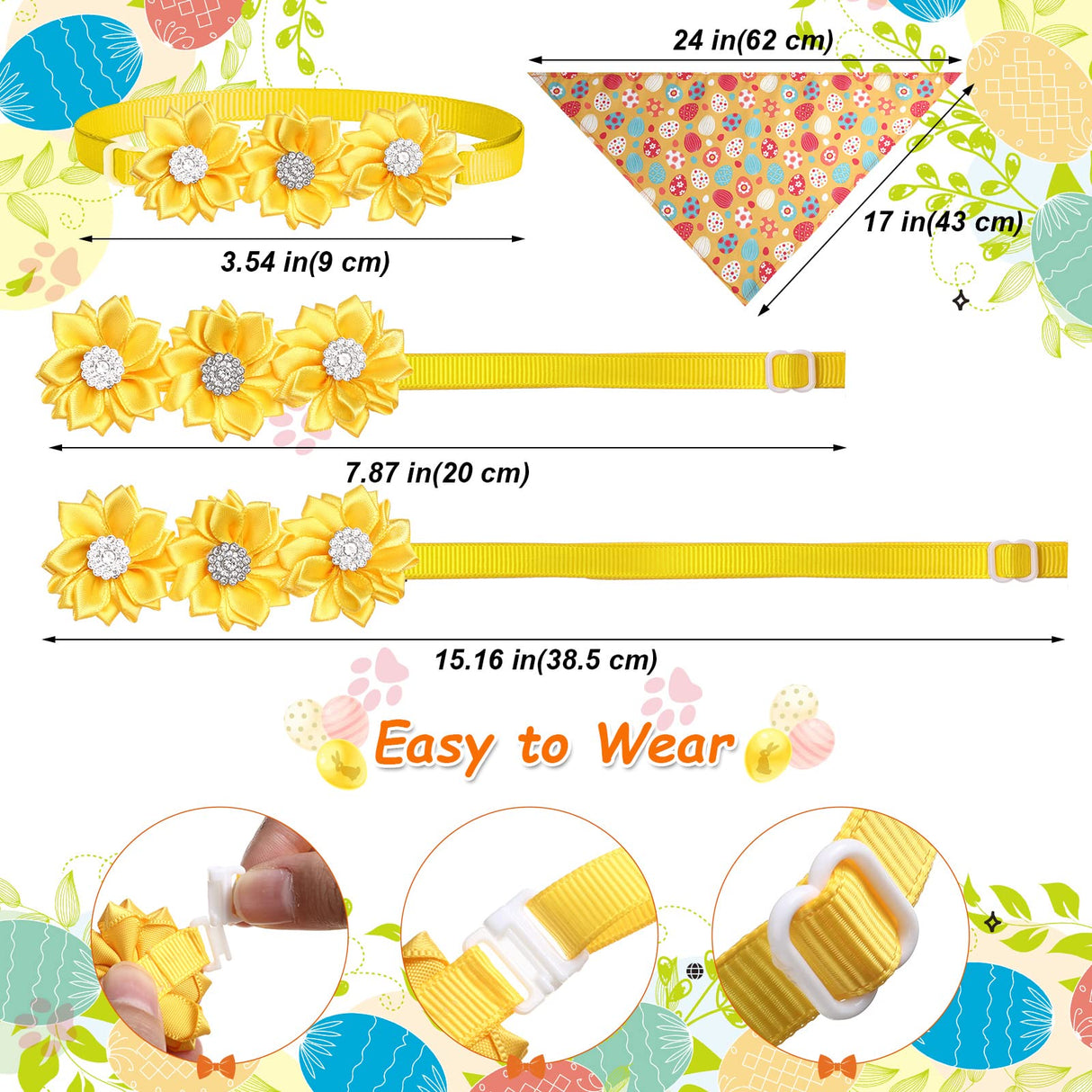 40 Pcs Easter Dog Bow Ties Set 26 Easter Gifts Pet Bowties 10 Pet Ties 4 Puppy Bandanas Dog Grooming Accessories for Bunny Cat Puppy (Egg Style)