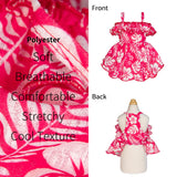 Fitwarm Tropical Dog Dress, Ruffled Doggy Hawaiian Dress, Dog Summer Clothes for Small Dogs Girl, Pet Outfit, Red, White, Small