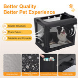 KMFurnila Dog Travel Crate 36 Inch, Portable Soft-Sided Travel Carriers for Dogs and Cats, Foldable Pet Kennel with 3-Doors Mesh Windows Indoor & Outdoor, Black