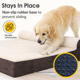 KOPEKS Jumbo Orthopedic Dog Bed - 7-inch Thick Memory Foam Pet Bed with Pillow with Removable Cover & Free Waterproof Liner - for Large Breed Dogs, XL, Brown-Plush Top