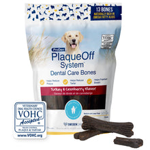 Load image into Gallery viewer, ProDen PlaqueOff System Dental Care Bones for Dogs - Dog Breath Freshener &amp; Plaque Remover - Dog Teeth Cleaning for a Healthy Mouth - Turkey Cranberry Flavor - 17 oz
