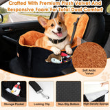 Vivifying Dog Car Seat for Small and Medium Dogs, 4" Booster Pet Car Seat with Safety Strap, Plush Travel Dog Bed for Car with Storage Pocket, Detachable Washable Cover, Fits Dogs up to 35lbs (Black)