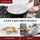 Splatter Screen for Frying Pan - 13 Inch Stainless Steel Grease Splatter Guard - Cover Oil Splash when Sizzling Bacon, Cooking Fried Chicken or Popcorn