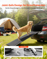 VEVOR Dog Ramp for Cars, 63" L x 17" W, Folding Pet Ramps for Medium & Large Dogs up to 250lbs, Pet Stair Ramp with Non-Slip Oxford Fabric Surface, Portable Outdoor Dog Car Ramps for SUV & Truck