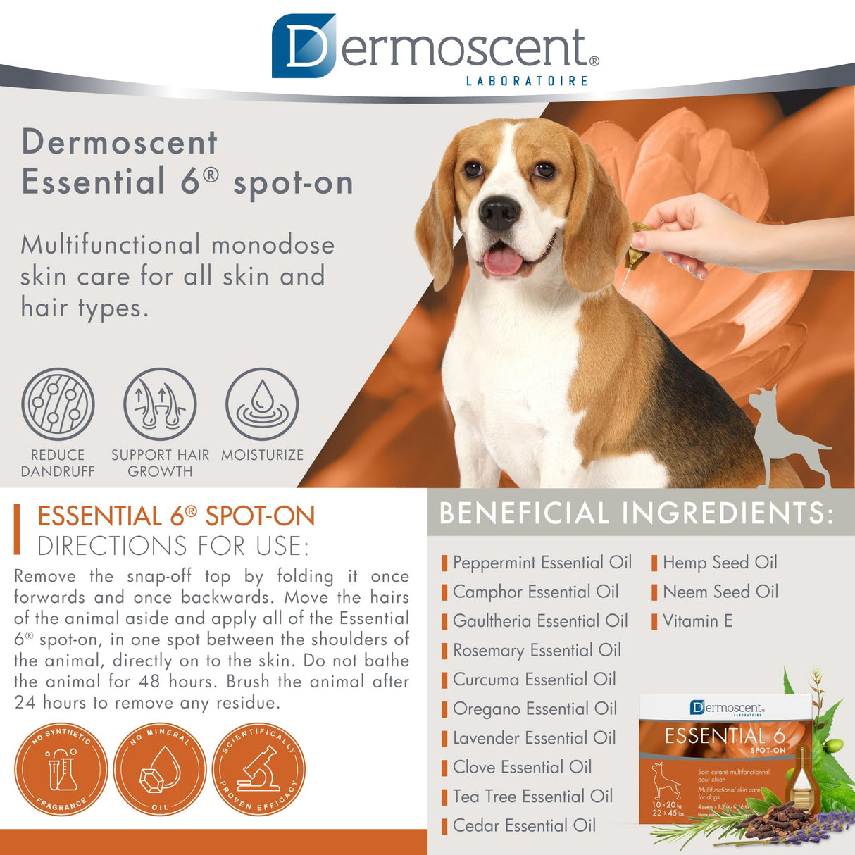 Dermoscent SpotOn Skin Care for Medium Dogs 22 to 44 lbs(10 to 20 kg)