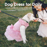 ASENKU Dog Dress, Dog Wedding Dress Skirt with Detachable Hemline, Princess Lace Puppy Christmas Birthday Party Outfit Formal Costume with Sequins Bow for Small Dogs (Pink, X-Small)