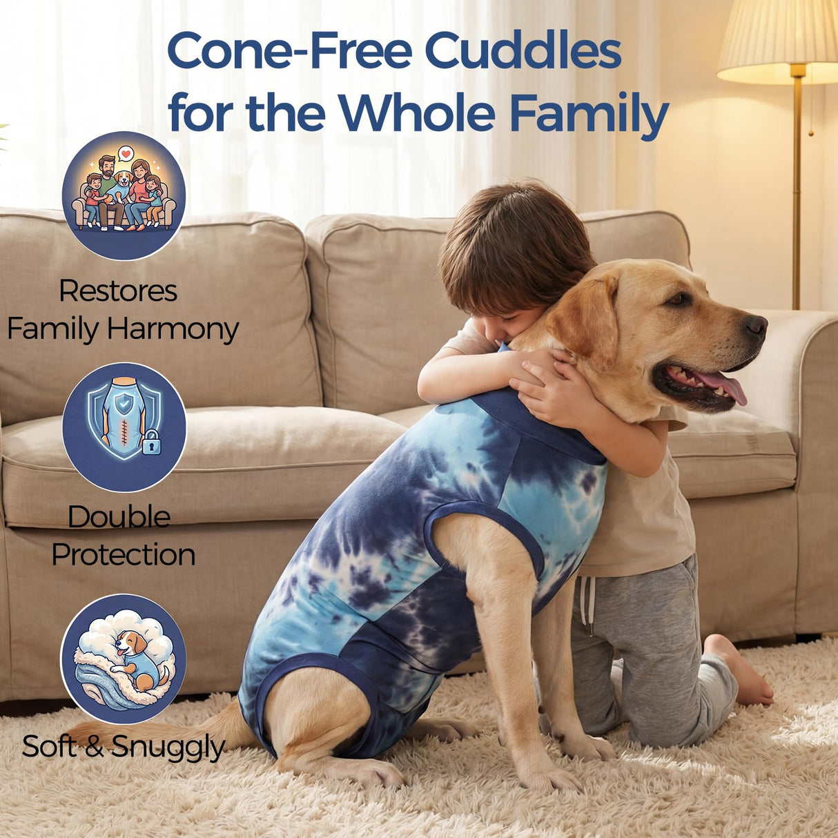 pangdi Recovery Suit for Dogs After Surgery, Spay Suit Female Spay & Male Neuter, Dog Onesie Body Suits for Post-Surgical, Abdominal Wounds and Skin Conditions, Blue, XL
