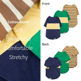 Fitwarm 3 Pack Color Block Striped Dog Shirt, Summer Dog Clothes for Small Dogs, Breathable Lightweight Dog Tshirt, Pet Outfit, Navy Blue, Sea Green, Brown, Small
