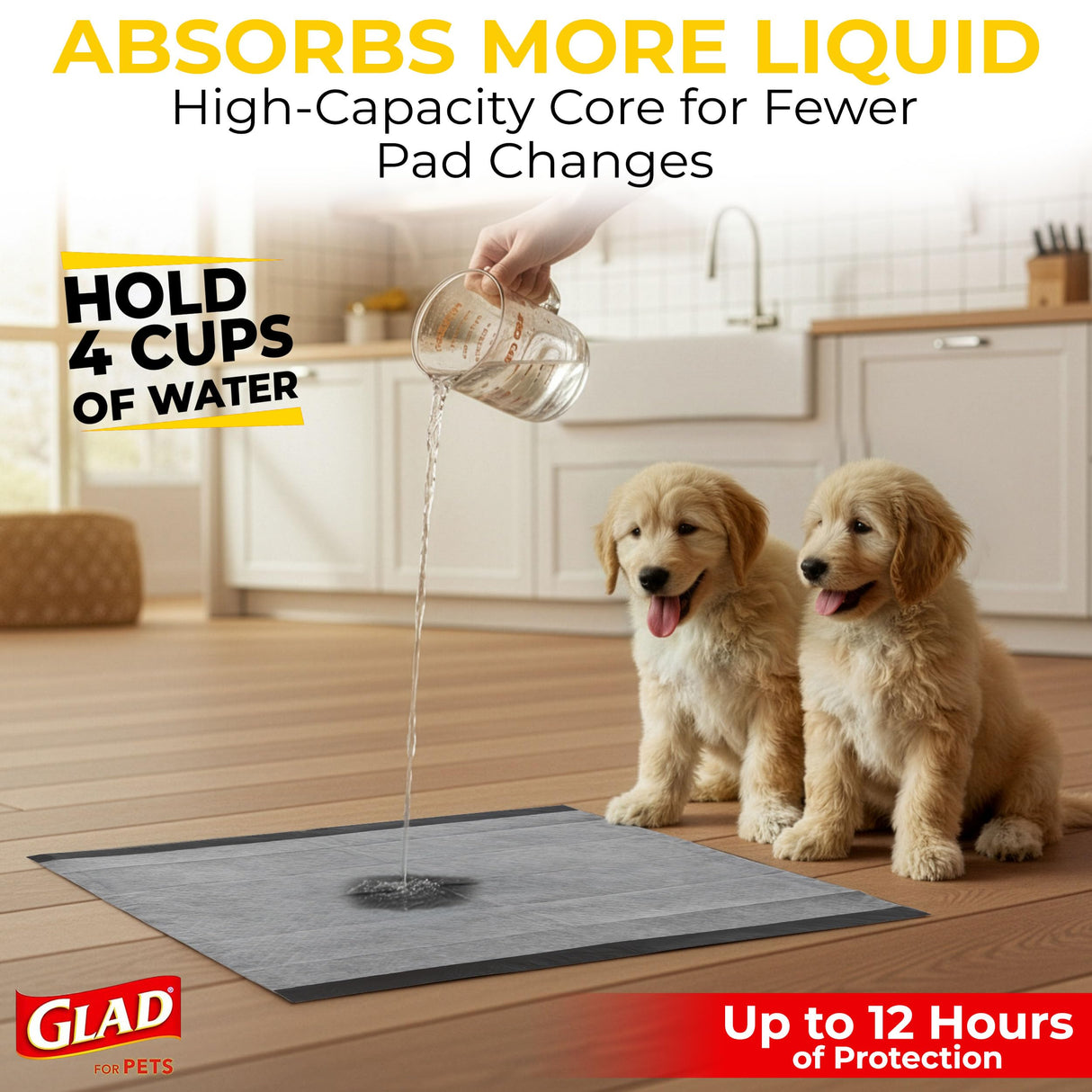 Glad for Pets Black Charcoal Puppy Pads, 23"x23" Disposable Training Pads That Absorb Urine & Neutralize Odor with Activated Carbon - 100 Count