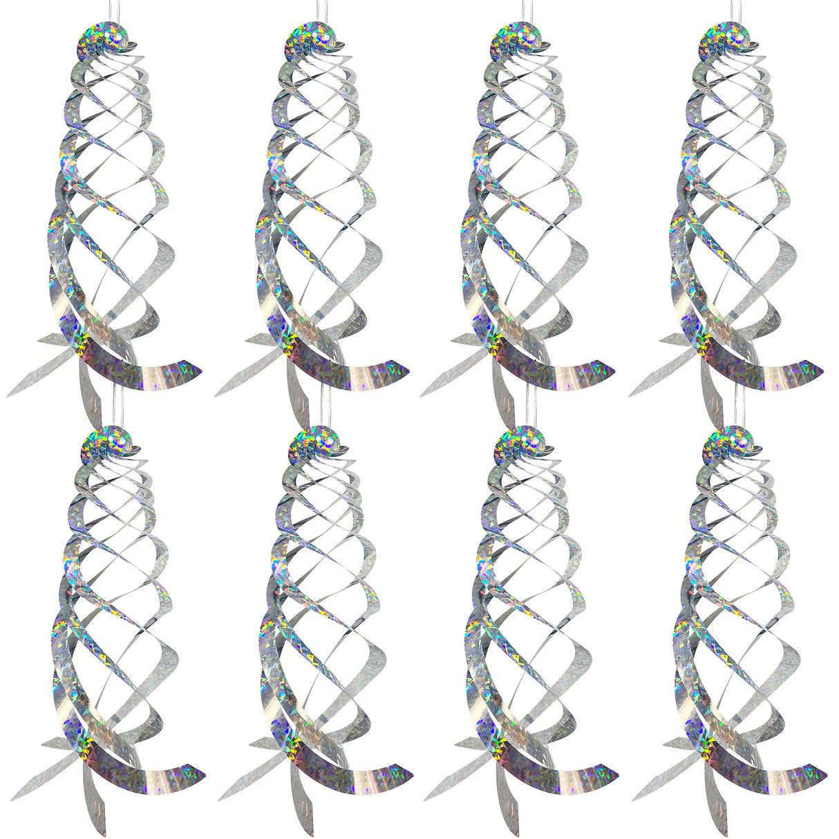 Sfcddtlg, 8 PCS Bird Spiral Hanging Reflectors-15.8 Inch Outdoor Hanging Reflective Device-Garden Decoration to Prevent Birds from Entering The House Garden Swimming Pool