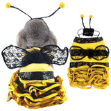 Bee Dog Halloween Costumes, Bumblebee Dress Cosplay Clothes with Cap, Funny Pet Halloween Outfit for Small Medium Large Dogs Cats Christmas Birthday Party Photo Props