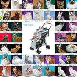 LPOTIUS Double Pet Stroller for Dogs and Cats, One-Hand Folding Dog Stroller Travel Carriage for Small Medium Dogs Cats, 4 Wheels, Blue
