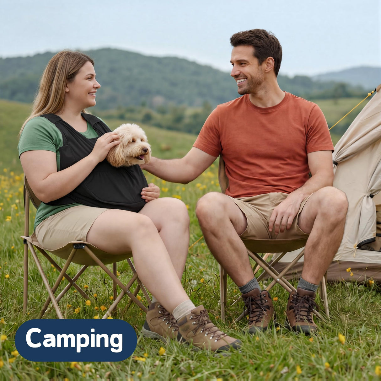 Dog Sling Carrier for Small Dogs with Bottom Support, Adjustable Pet Front Dog Carrier-Padded Straps Reducing Back Neck Pain, Anti-Anxiety Backpack for Travel Hiking Camping, Hands Free (Black,S)