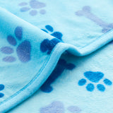Allisandro Luxurious Dog Blanket, 350 GSM Super Fuzzy Microplush Fleece Pet Blankets for Small Medium Large Dogs and Cats, Blue Paw and Bone, 80" x 64"