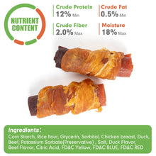 Load image into Gallery viewer, MON2SUN Rawhide Free Dog Treats, 3 Inch Triple Flavor Chicken Wrapped Duck and Beef Rolls for Small Dogs, Healthy Snacks, 21.16oz
