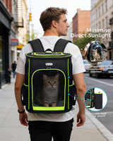 BAGLHER Expandable Cat Carrier Backpacks, Retractable Pet Carrier Backpack for Small Dogs & Cats with Breathable Mesh, Travel Bag Up to 18 Lbs for Hiking Camping Outdoor - Black