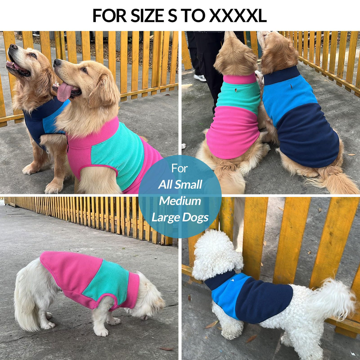 Queenmore Fleece Sweater Vest Jacket for Dogs, Pet Sweatshirt Winter Clothes for Boys Or Girls, Large Medium Small Sizes, Fuchsia/Mint, S