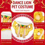 LEIFIDE Lion Dance Dog Costume Chinese New Year Pet Costume with Sequins Chinese Lion Dance Cloth Dog Clothes Hoodies Coat for pet New Year Spring Festival Dress up(2X-Large,Gold)