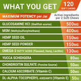 STRELLALAB Hemp Chews for Dogs - Hip & Joint Supplement with Glucosamine - Joint Pain Relief Treats - Omega 3, Chondroitin, MSM - Advanced Mobility Support - Chicken Flavor - 120 Ct - Made in USA