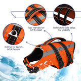 FUAMEY Life Jacket for Large Dogs, Ligjtweight Dog Life Vest for Swimming Pool, Dog Life Preserver with Handle & Reflective Strips, Orange, XXL
