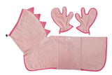 Pawyee Super Soft Fast-Drying Dog Towel Microfiber Bath Robe Design for Cats and Dogs (Medium, Pink Dino)