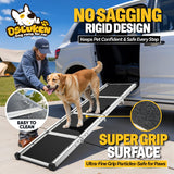 Dog Ramp for Car (200 lbs), Extra L71” W17” Folding Pet Ramp for Large Dogs with with Heavy Duty Hinges, Outdoor Anti-Slip Foldable Dog Car Ramps for SUV Truck Side Door (4 Folded)