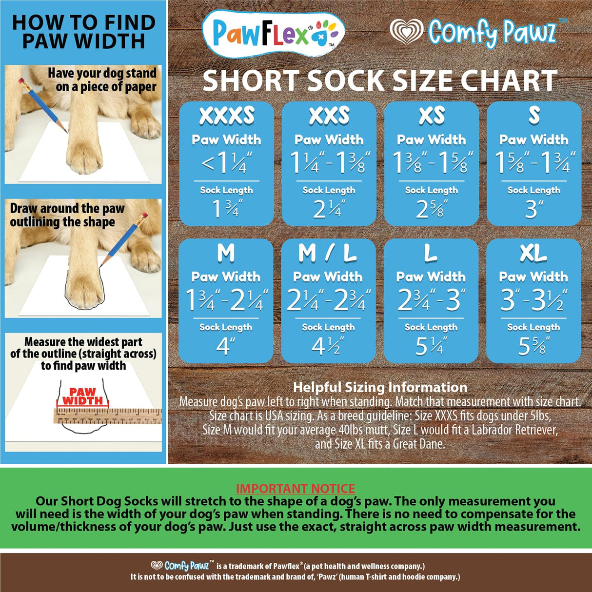 Medical Therapeutic Double Sided Non-Slip Cotton Dog Socks | PawFlex Comfy Pawz Silicone Grip on Inner Cuff No Twisting or Sliding Off | Senior & Disabled Dog Traction Control |Pet Paw Protection