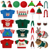 Sunnymove 24 Pcs Christmas Guinea Pig Clothes Includes 8 Guinea Pig Stuff Warm Sweaters, 8 Hand-Knitted Mini Hats, and 8 Cute Little Scarves for Hamster Bunny Small Animal Warm Costume