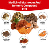 Turkey Tail Mushroom for Dog, Canine Cancer Relief, Buddy Lumps and Bumps & Normal Cell Growth Guard, Reishi, Shiitake, Maitake, Turmeric Root