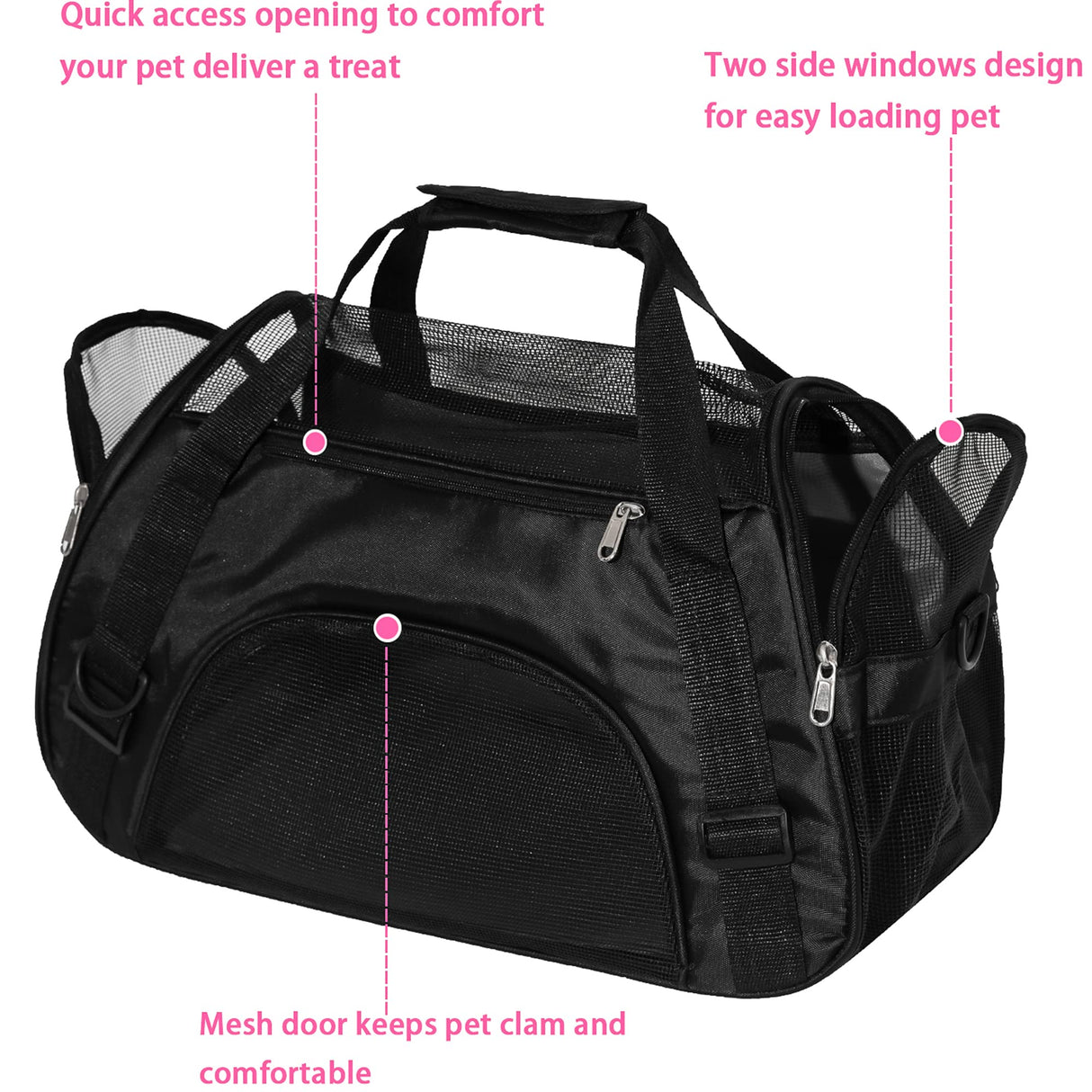 MuchL Pet Carrier Soft-Sided Carriers for Cat Carriers Dog Carrier for Small Medium Cats Dogs Puppies Pet Carrier Airline Approved Cat Dog Pet Travel Carrier (Medium,Black)