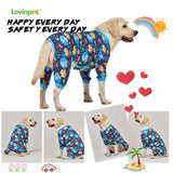 LovinPet Pajamas for Large Dogs, Lightweight Stretch Knit Pullover Dog Shirt, Marine Life Print, Pet Pajamas for Dogs, Large Breed Dog Jammie, PJ's for Pitbulls, Pet PJ's, 2XL