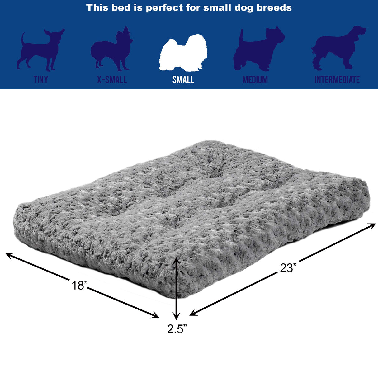 MidWest Homes for Pets Small QuietTime Deluxe Gray Ombré Swirl Plush Pet Bed, Machine Washable, Non-Skid Bottom, Soft Crate Mat for 24-inch Crates