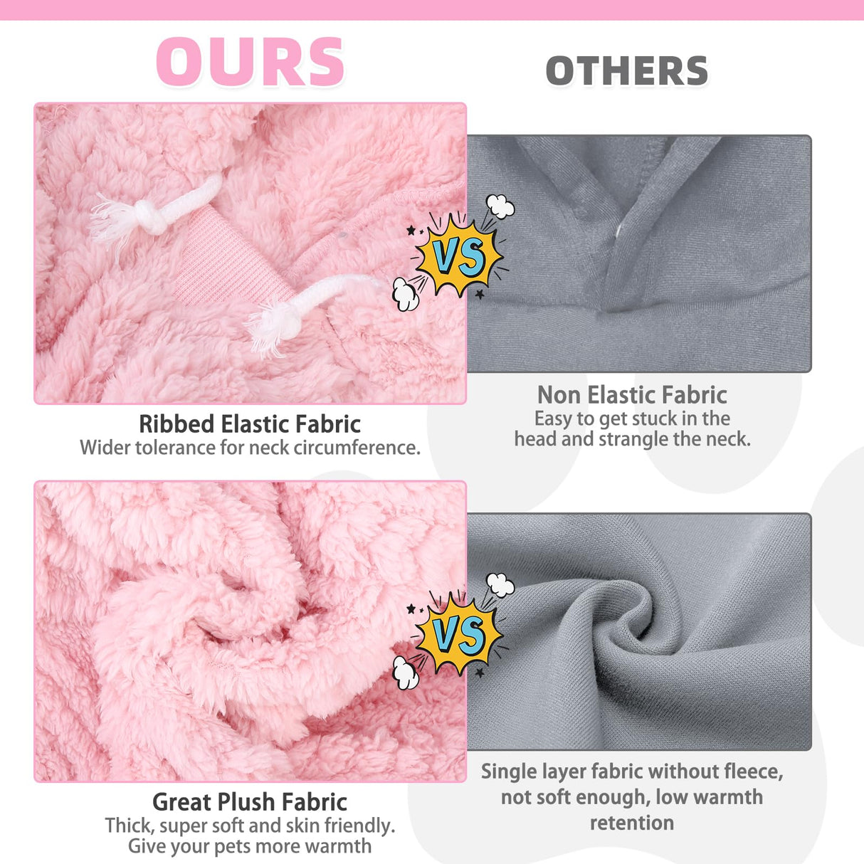 KOOLTAIL Fuzzy Dog Sweater Hoodie for Small Medium Large Dogs, Soft Fleece Pet Clothes Sweatshirt with Leash Hole, Warm Winter Dog Sherpa Jacket Snuggie Cold Weather Coat for Puppy Cats Girl, Pink L