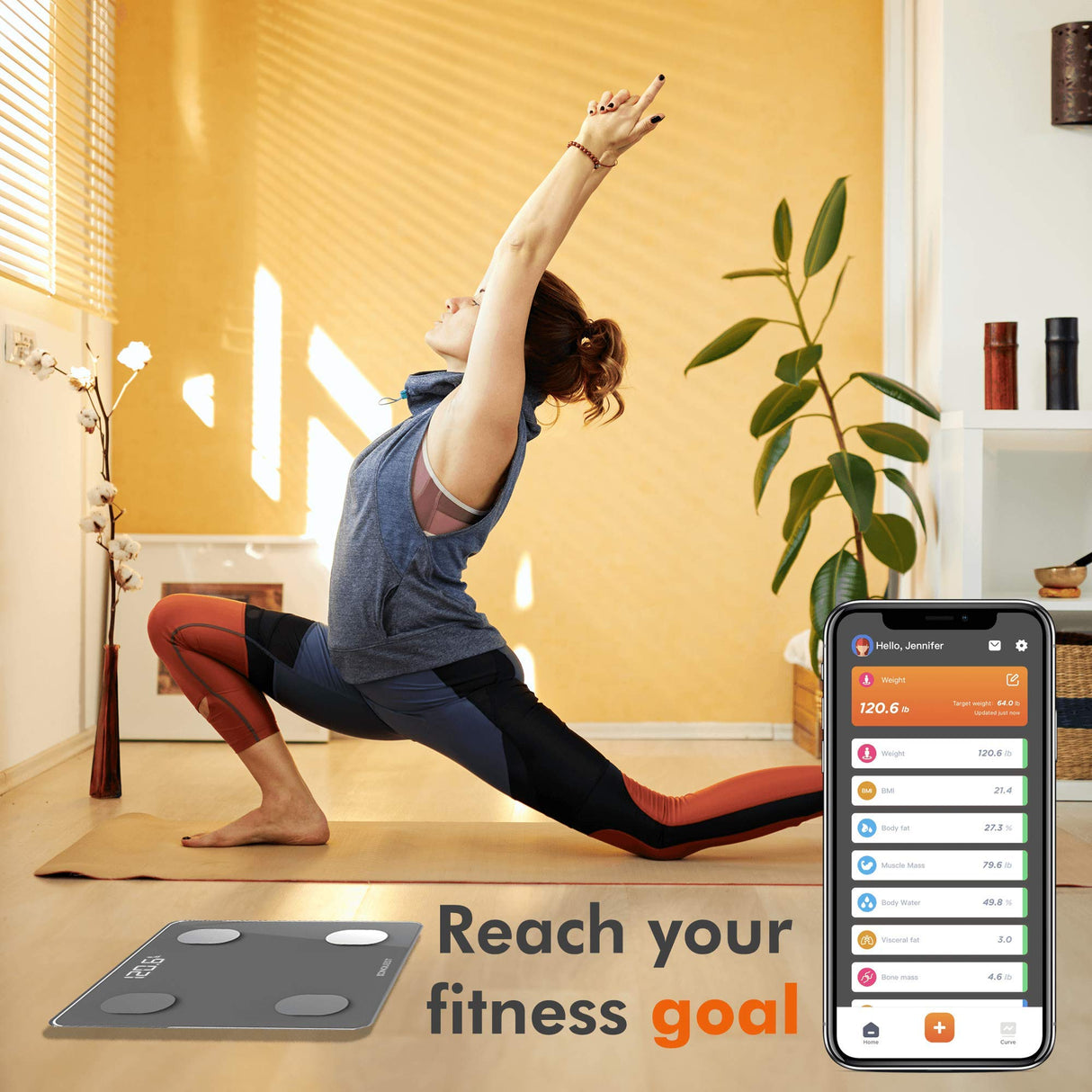 Konquest Premium Smart Digital Bathroom Scale, Wireless Bluetooth, BMI, Body Weight, Body Fat, Body Composition Analyzer with Smartphone App (400 lbs) - COOL GRAY