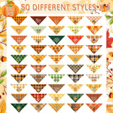 Sweetude 100 Pcs Fall Dog Bandanas Bulk Plaid Bandanas for Dog Autumn Thanksgiving Pet Scarf Bibs Adjustable Triangle Kerchief Grooming Supplies Pet Costume for Small Medium Large