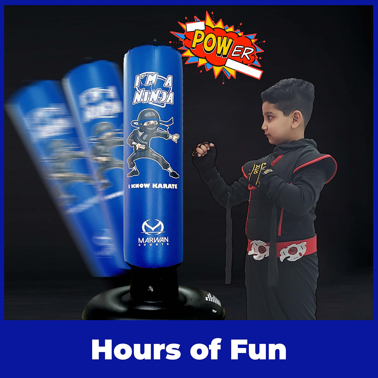 Kids Punching Bag Toy Set, Inflatable Boxing Bag Toy for Boys Age 3-12, Ninja Toys for Boys, Christmas,Birthday Gifts for Kids 4,5,6,7,8,9,10 Years Old (Blue)