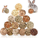 Sofier Rabbit & Guinea Pig Toys 16 Pcs Chew Grass Balls Natural Chews for Rodents - Handmade Enrichment Treats for Chinchillas, Guinea Pigs