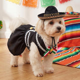 Bulyoou Mariachi Mexican Costume for Dog Mexican Dog Dress and Sombrero for Chihuahua Puppy Cat Cinco De Mayo Mexico Independence Day Themed Party Pet Outfits(S,Style2,Black)