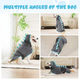 HezzLuv Super Absorbent Dog Bathrobe, Microfiber Bath Robe Towel for Fast Drying, Cozy Fit, Adjustable Belly Strap, Unique Dinosaur Design Dog Drying Coat for Bath, Rainy Walks & Cold Weather