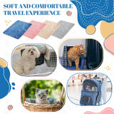 Drydiet 4 Pcs Pet Carrier Pad Travel Pet Reversible Dog Mat Replacement Liners for Travel Dog Bed Pad Washable Plush Double Sided Bed Mat for Cat Kennel Crate(Colorful,17 x 11 Inch)