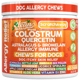 Dog Allergy Chews and Itchy Skin Relief for Dogs | Colostrum Quercetin Astragalus Bromelain | Immune Anti Itch Coat Supplement Aller Ichting Bites Treatment Paw Allergies + Echinacea Nettle Omega 3