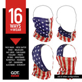 GOT Sports UPF 50+ Fishing Neck Gaiter - UV Face Mask Sun Protection for Men & Women - Camo SPF Face Cover Gator - Fishing, Hunting, Hiking (Old Glory American Flag)